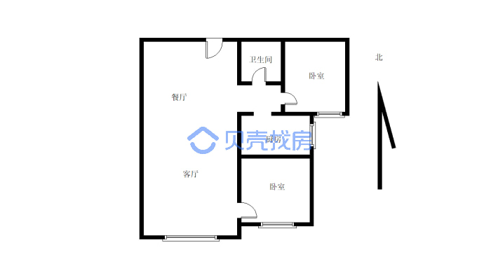 诚心出售，明室明厅独立两室，前后无遮挡-户型图