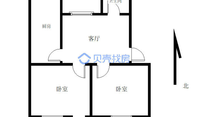 焦化公司家属楼 两室一厅一卫 户型方正 出行方便-户型图