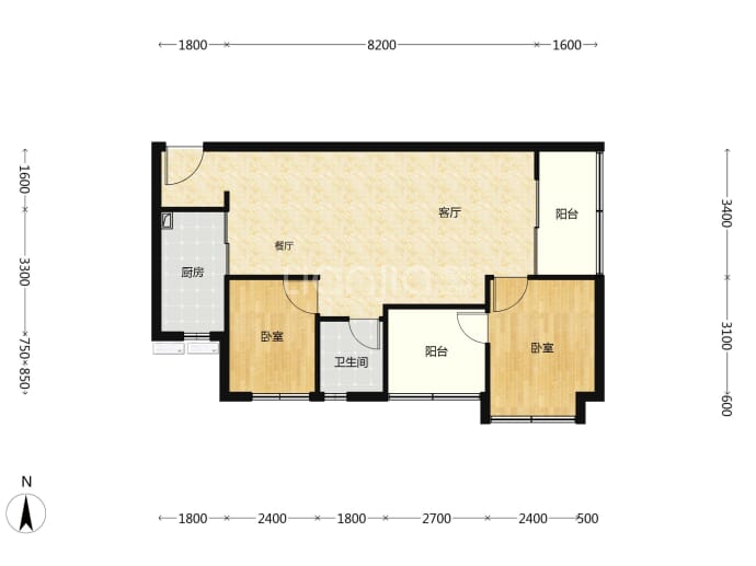 天泽玉河府--建面 83m²