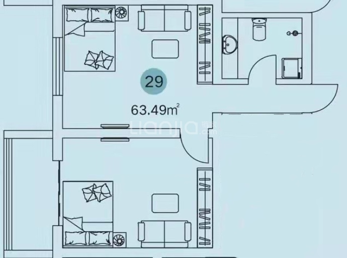 龙腾--建面 63.49m²