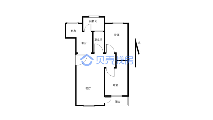 水榭花都C公馆 福园电梯大两居室 南北通透-户型图