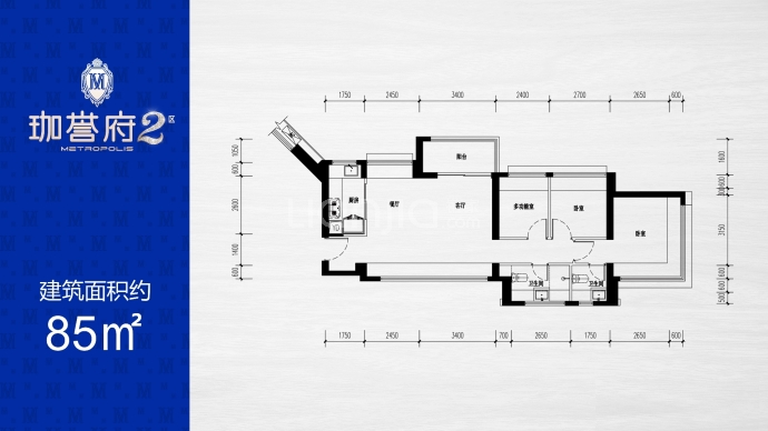 鸿荣源珈誉府2区--建面 85m²