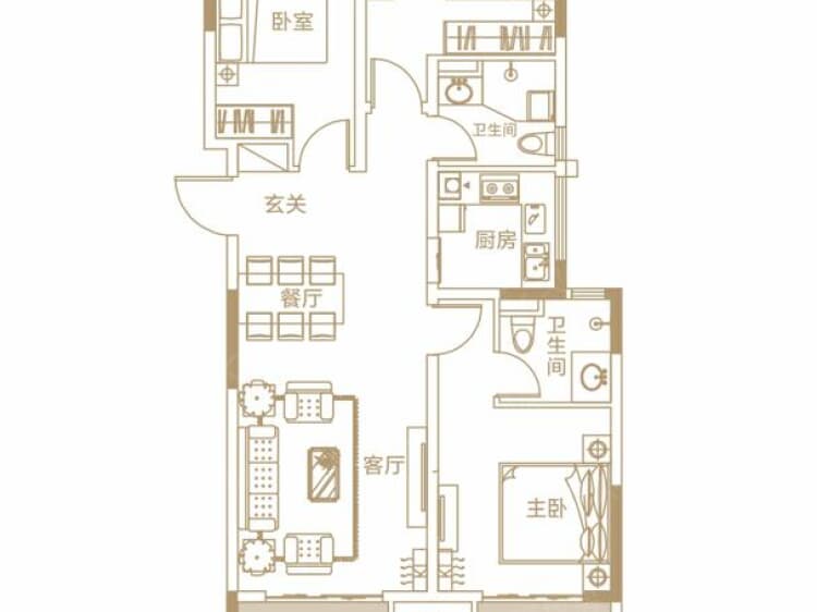 大正·水晶森林3室2厅2卫户型图
