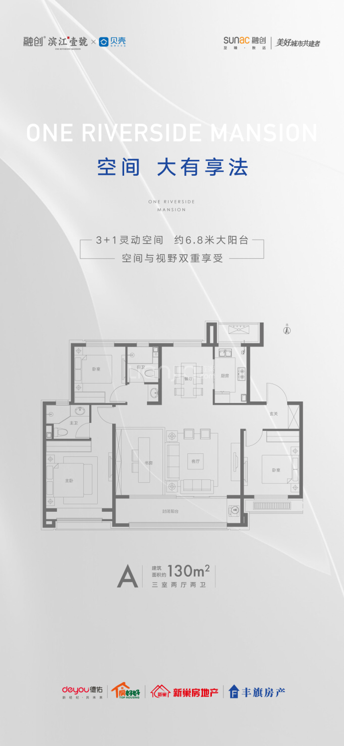 淄博融创·滨江壹号--建面 130m²