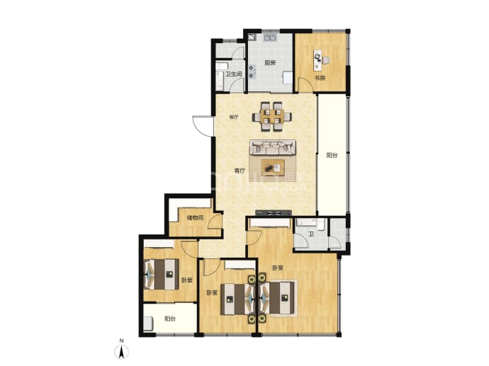 建发云启钱湾4室2厅2卫户型图