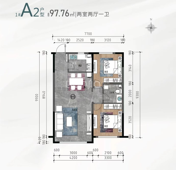 百合学府--建面 97.76m²