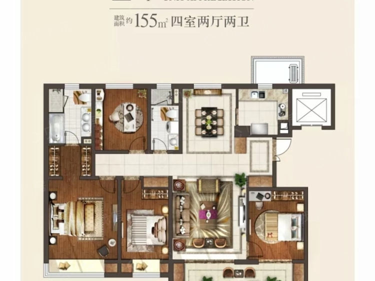 海亮唐宁府4室2厅2卫户型图
