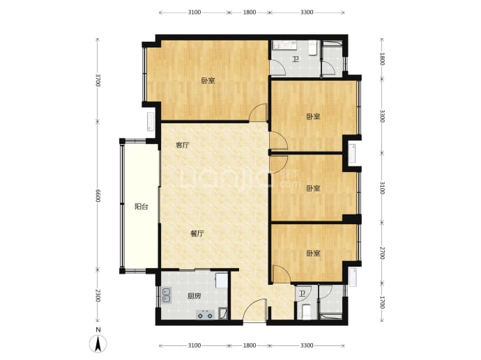 时代雁山湖--建面 125m²