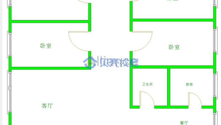 康庄桥交警家属房，住户四楼，四房两厅一卫，-户型图