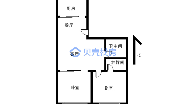 房子半落地窗，两室两厅，位置好，步梯4楼-户型图