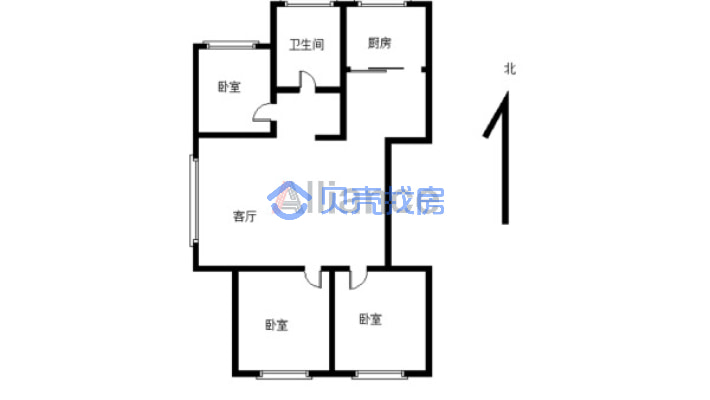 天府家园 房子独立三居室  边户  全明户型-户型图