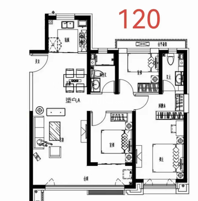 东部时代城--建面 120m²