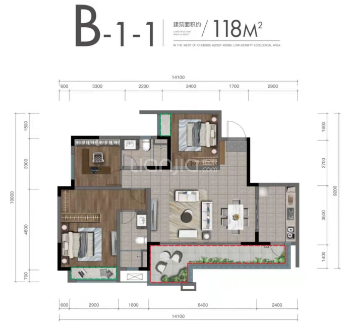 蓝光长岛城--建面 118m²