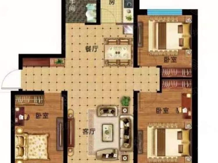 裕升华庭3室2厅1卫户型图