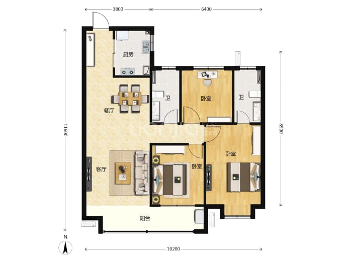 中远·白鹿汀洲--建面 116.61m²