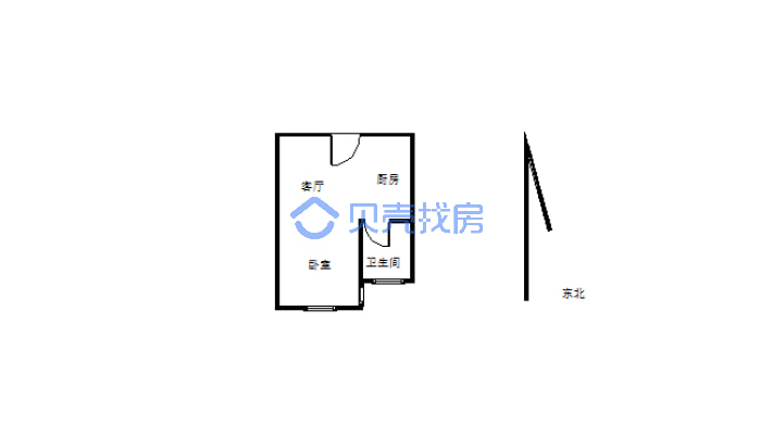 成熟地段一室一厅一卫办公方便还能看江-户型图