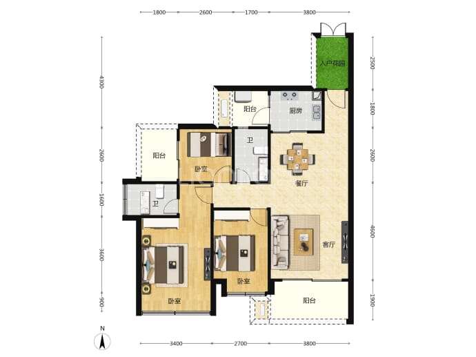 誉峯名门--建面 107.1m²