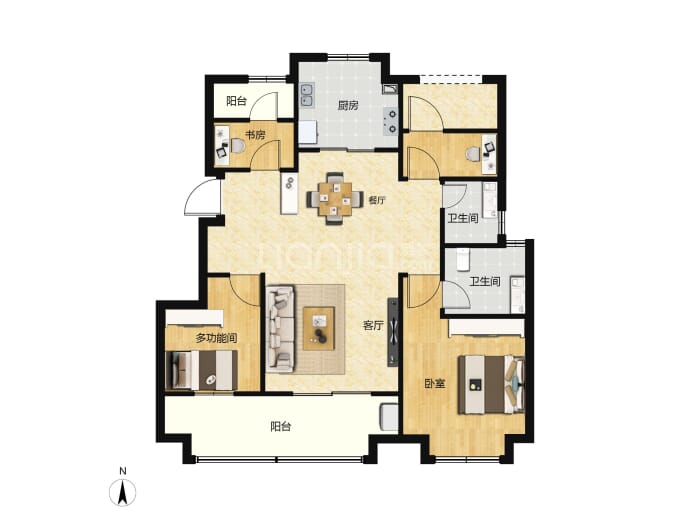 卓鸿承文府4室2厅2卫户型图