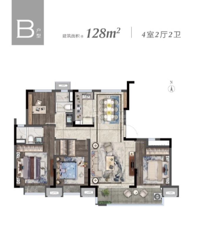 海伦堡玖悦名筑--建面 128m²