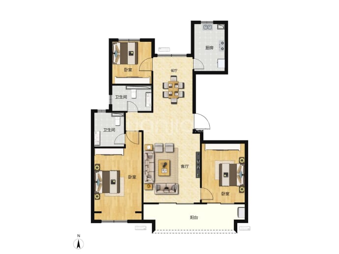 四季玉园--建面 129m²