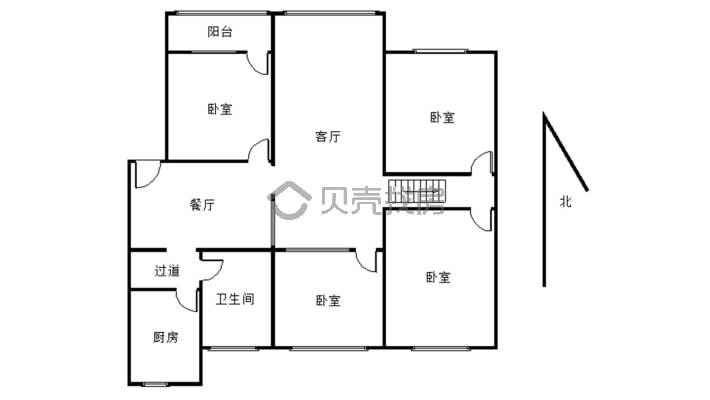 文化路大小区  四室两厅 户型方正 采光好-户型图