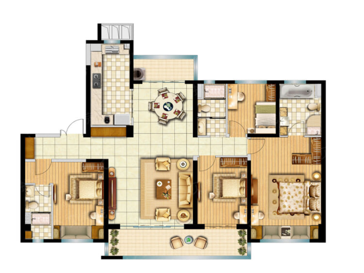 【碧桂园天琴湾_洛阳碧桂园天琴湾楼盘】四居室户型图|4室2厅1厨3卫建