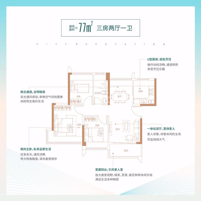 颐峰名庭--建面 77m²