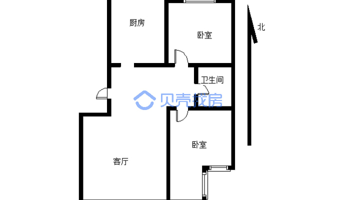 京汉新城一期 2室1厅 南-户型图