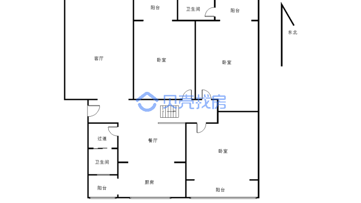 介福桥 单位房 电梯 3室2厅2卫 153平米-户型图