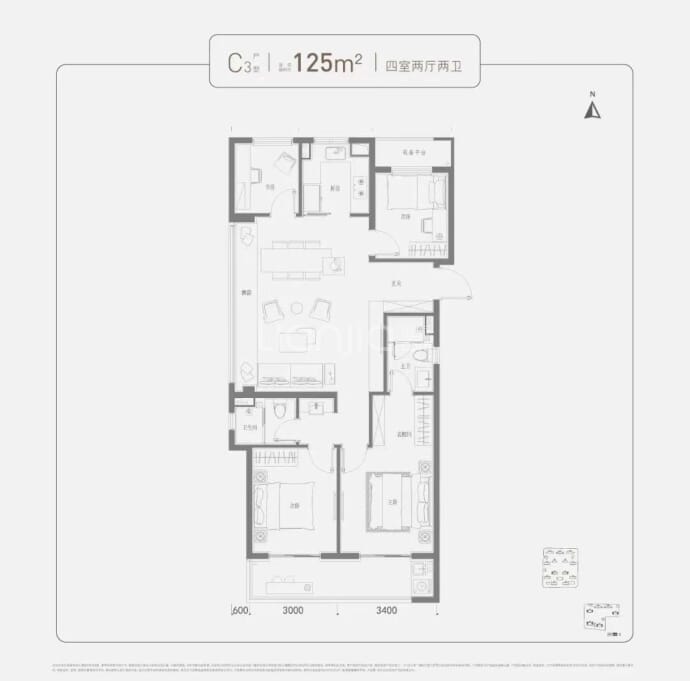 缤印爱达城--建面 125m²