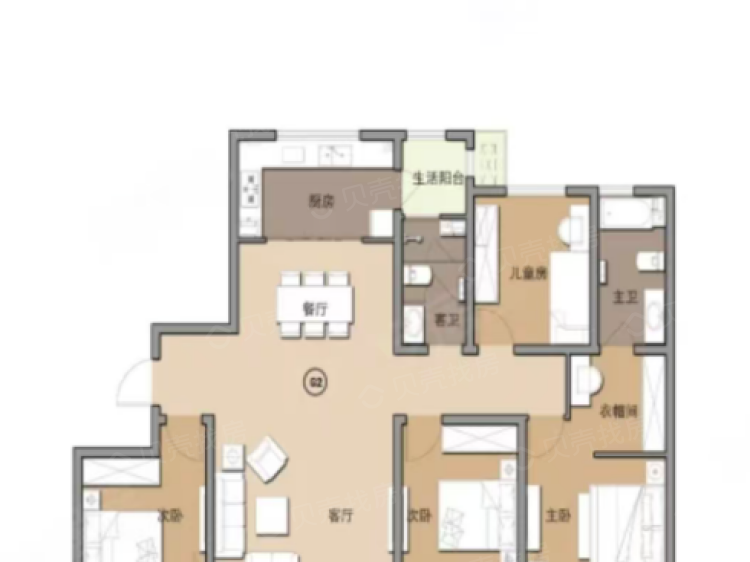 城市印象4室2厅2卫户型图
