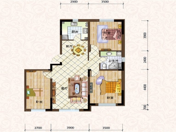 【绿地城_长春绿地城楼盘】三居室户型图|3室2厅1厨1卫建面 116m05