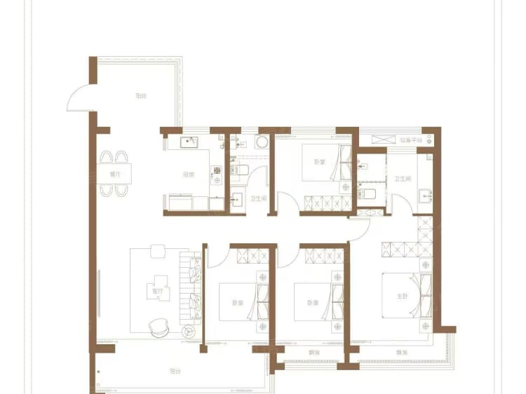 日照中心云筑4室2厅2卫户型图