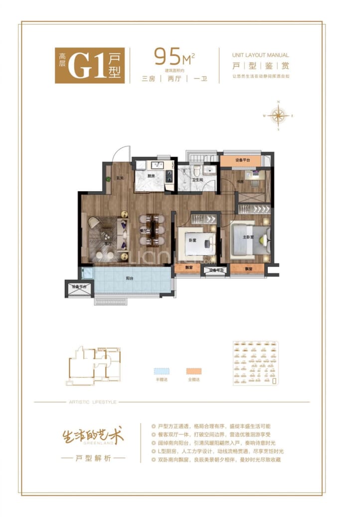 绿地新里城--建面 95m²