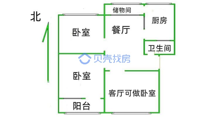 乐凯 片内，一楼，三室，适合老人看孩子-户型图