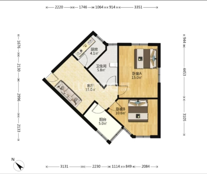 三里亭苑二区--建面 70.37m²