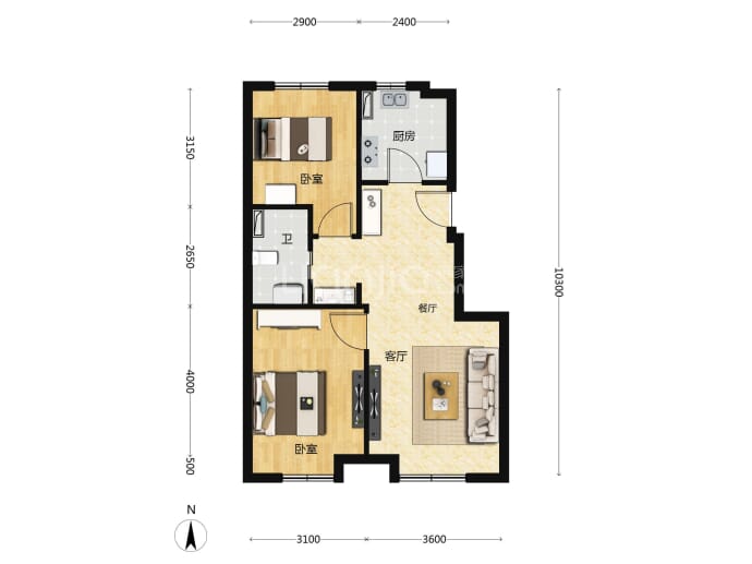 北京城建·国誉朝华--建面 78m²