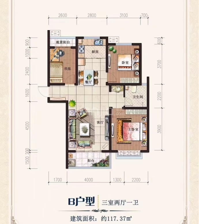 腾飞盛园--建面 117.37m²