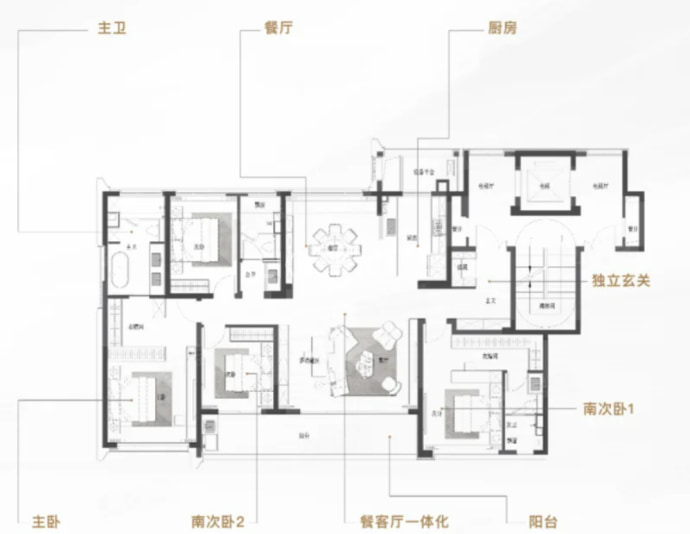 邗城·柳岸晓风4室2厅3卫户型图