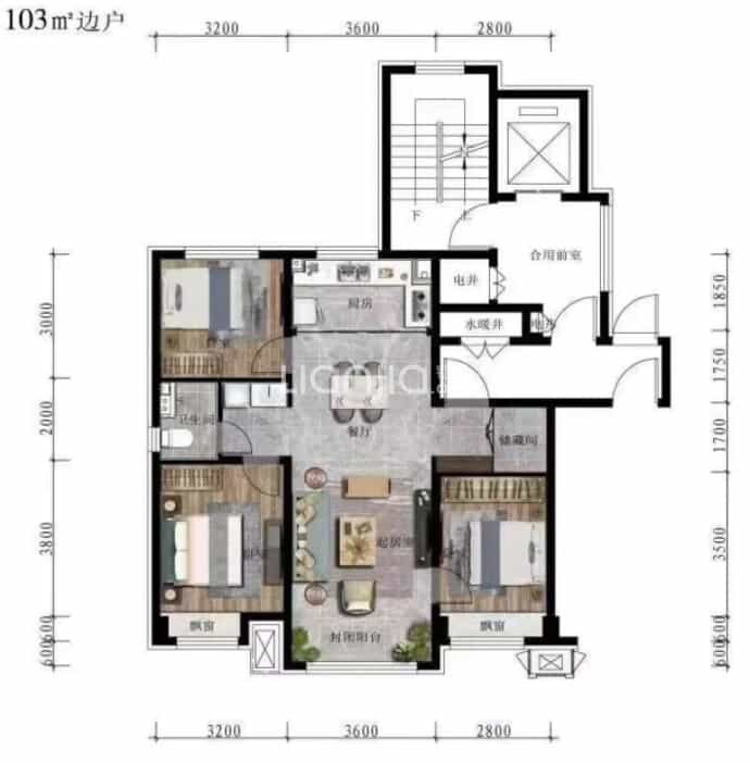 万科时代都会--建面 103m²