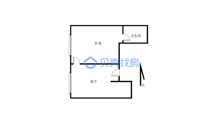 万达晶座 1室1厅 南 北-户型图