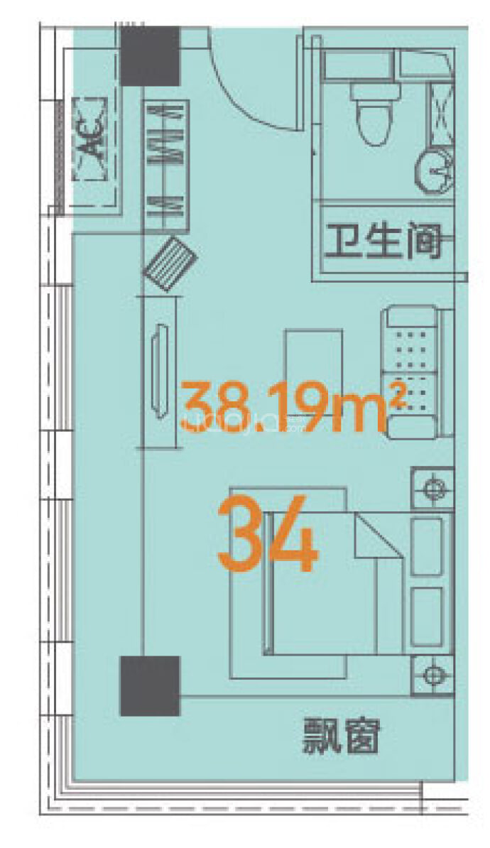 恒达东城花园--建面 38.19m²