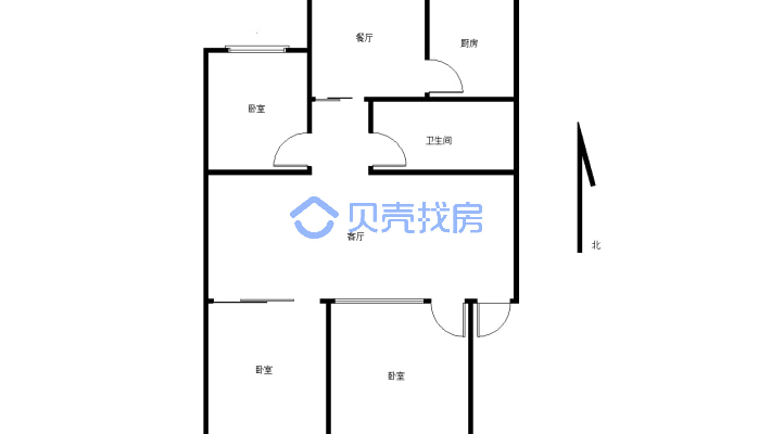 松州小区三居室 户型方正 采光好 看房方便-户型图