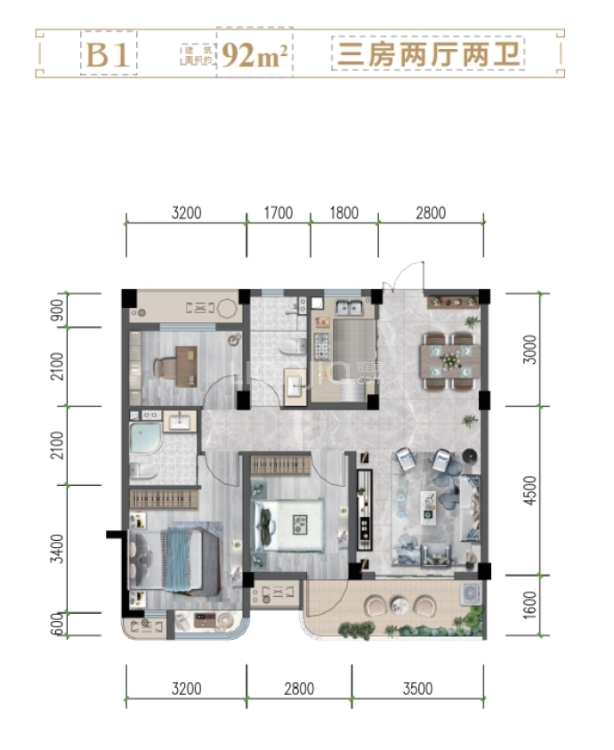 易辰江南大院--建面 92m²