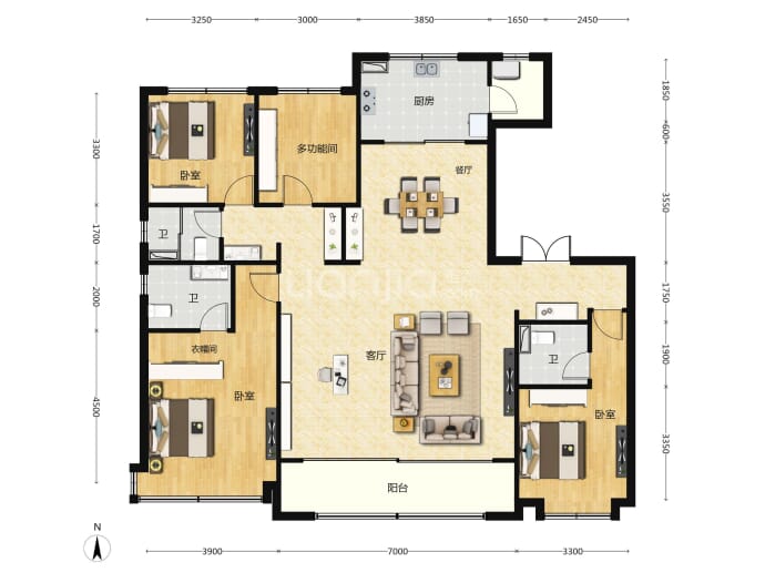 城发投瑞璟春山4室2厅3卫户型图