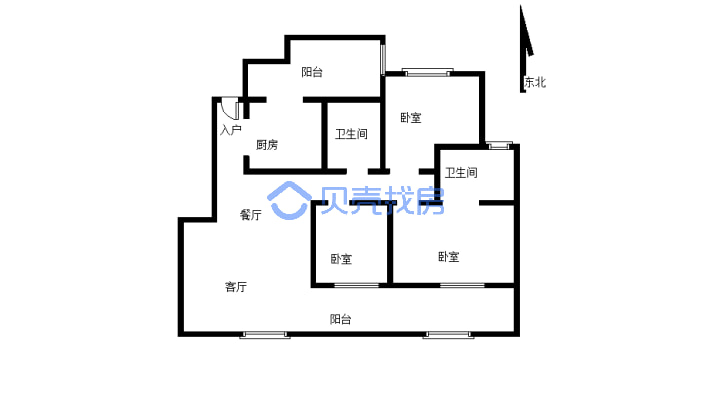 丽雅江宸 3室2厅 东南-户型图