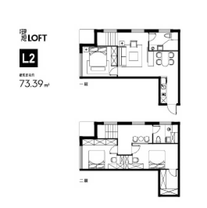 坤腾·理想城--建面 73.39m²