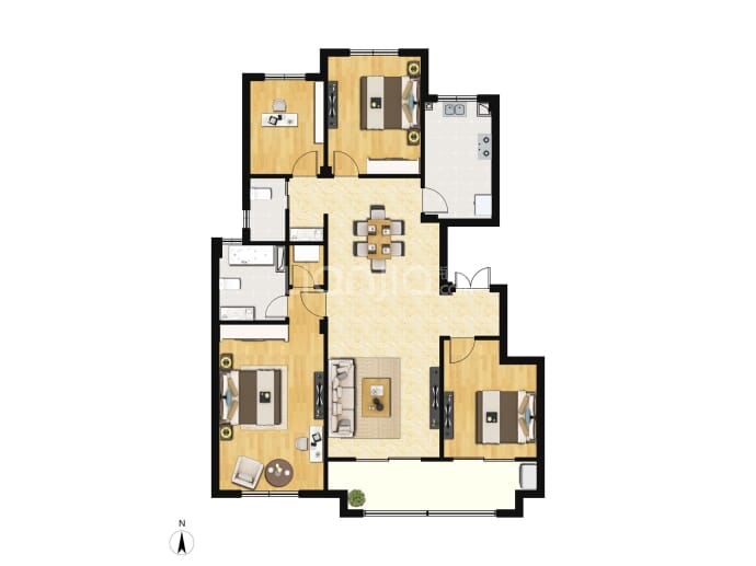 华仁凤凰郡--建面 136.88m²