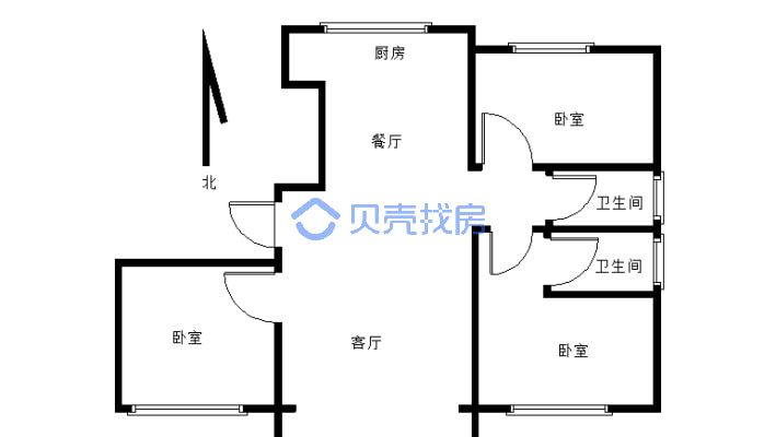 京汉馨家 3室2厅 南-户型图