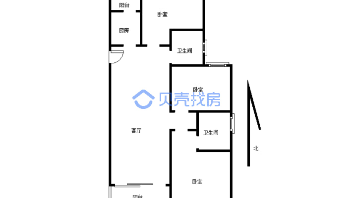 贾鲁嘉苑B区，后排位置，连廊户型2梯4户东边户-户型图